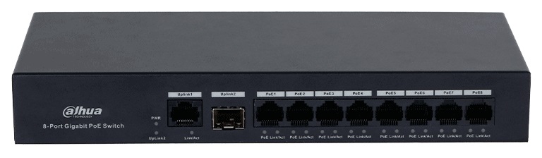 سوئیچ شبکه داهوا مدل DH-PFS3110-8GT-65، از نمای روبه‌رو